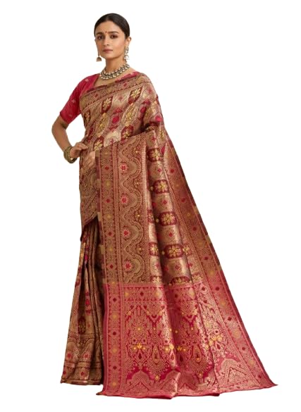 SHIV ENTERPRISE Women's Royal Banarasi Silk Saree with Unstitched Blouse Piece | Designer-picture-33