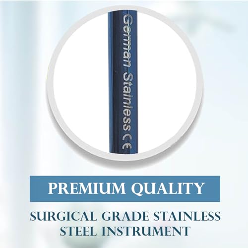 A2Z 6pc Professional Dental Pick Tools Kit, Teeth Cleaning Calculus Remover Tool for Dentist, Personal Using, Pets Oral Care Set - Dental Probe Tartar Scraping & Plaque Removing - Blue Titanium Coated