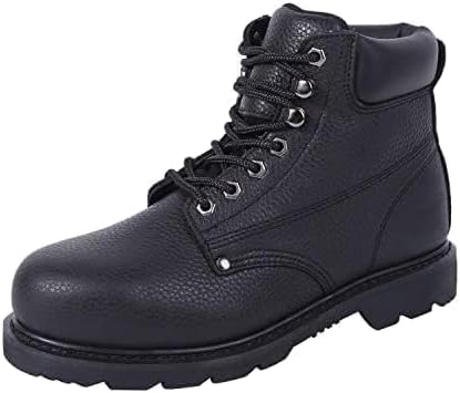 Miniatura 8 de Botas de seguridad de trabajo con punta de acero para hombres, zapatos de trabajo anchos cómodos, de cuero duradero, antideslizantes, resistentes al