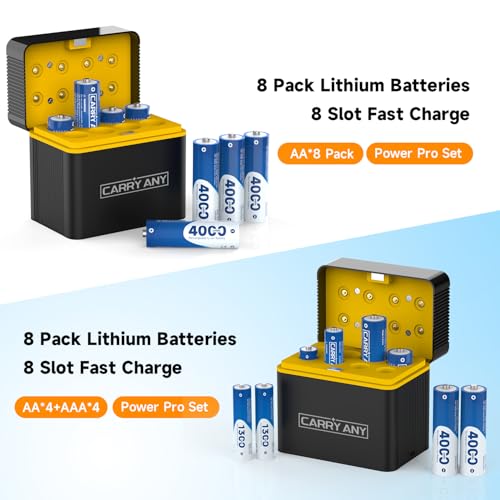 Image of 1.5V Rechargeable AA Batteries 8-Pack with Smart Charger, 4000mWh High Capacity Lithium AA Battery, Constant 1.5V Output for Blink Camera, Xbox Controller, 2000+ Cycles, Li-ion Double A