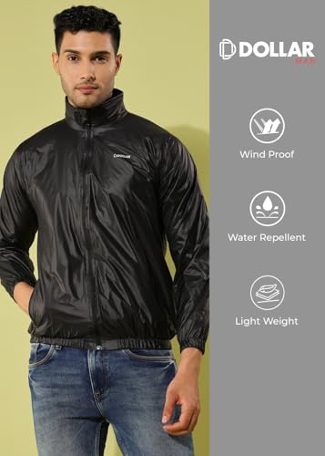 Image of Dollar Men's Polyester Solid Windcheater Jacket With Zipper Pockets