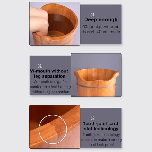Bañera para pies de madera maciza con tapa y válvula miniatura 5
