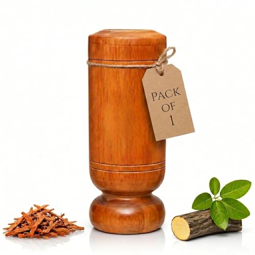 Image of A2ZSHOP Vijaysar Wooden Glass Tumbler Lab Certified | Vijaysar Wood Glass for Diabetes | Sugar Care Glass with 80 ml Capacity for Sugar Balance | Bija Wood Herbal Cup