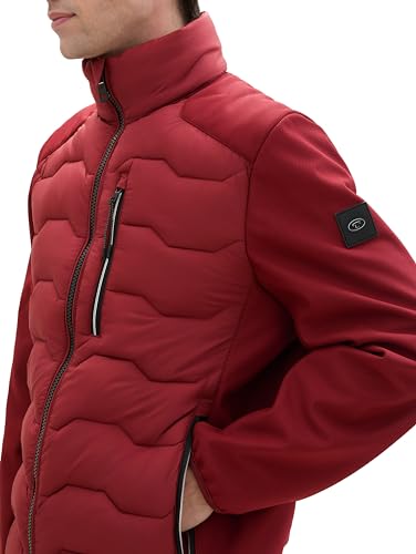 TOM TAILOR Herren Hybrid Jacke mit Stehkragen,13721 - Burgundy Dark red, L – Ansicht 6