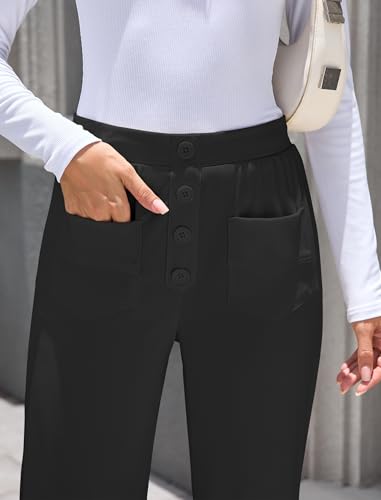ZAFUL Womens Wide Leg Pants High Waisted Casual Pants for Women Stretchy Business Dress Work Pocket Trousers Pant