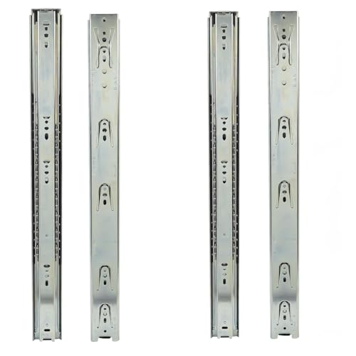 Image of Hettich Telescopic Ball Bearing Channel KA 5632 /500mm | Zinc Finish Drawer Channel for Home, Kitchen & Wardrobe | Load Bearing Capacity 45 kg | 100% Extension, Galvanised Steel (2 Pcs)