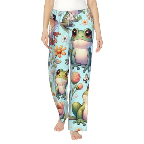 Pantalon de pyjama en polaire femme motif grenouille - Idée cadeau cocooning