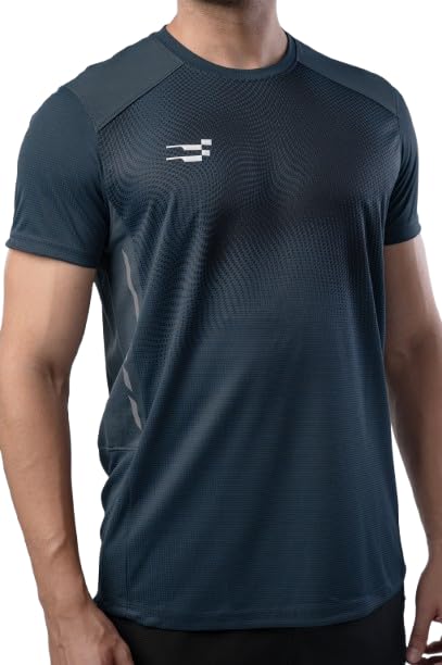 sportiff Fit-Gear Pace-Runningl Performance T-Shirt for Men | Dry Fit Gym T-Shirt | Mesh Jacquard Polyester Sports Tee | Moisture Wicking Running Workout Training Activewear | Charcoal-picture-27