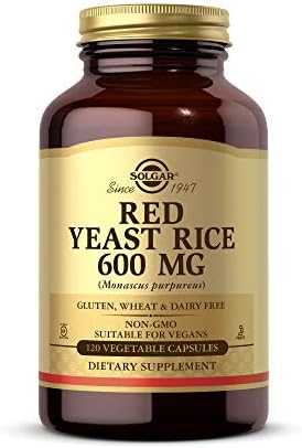 Solgar Red Yeast Rice 600 mg, 120 Vegetable Capsules - Supports Heart Health - Fermented to Increase Bioavailability - Non-GMO, Vegan, Gluten Free, Dairy Free, Kosher - 60 Servings