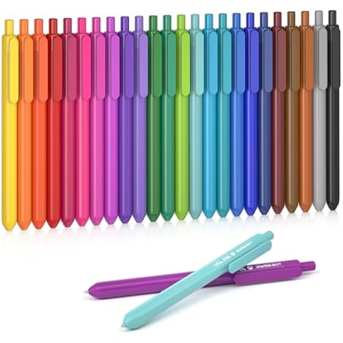 Shuttle Art Colored Retractable Gel Pens, 24 Bright Ink Colors, Cute Pens 0.7mm Fine Point Quick Drying for Writing Drawing Journaling Note Taking School Office Home