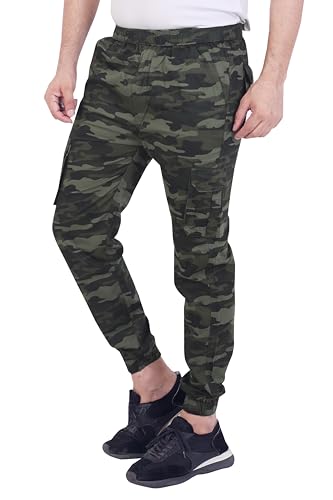 Image of Men's Cotton Regular Fit Camouflage Jogger | Elastic Waist Sports Trackpants | Activewear for Everyday Use