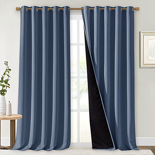 Image of NICETOWN 100% Blackout Curtains 95 inches Long, Pair of Energy Smart & Noise Blocking Out Drapes for Baby Room Window, Thermal Insulated Guest Room Lined Window Dressing (Stone Blue, 70 inches Wide)