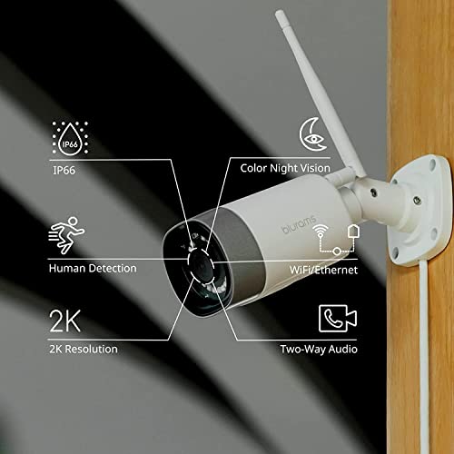 Blurams Outdoor Security Camera, 2K Outdoor Camera W/Smart Human Detection, Color Night Vision, Ip66 Weatherproof, Metal Shell, 2-Way Audio, Cloud/Local Storage, Compatible With Alexa #TOP4
