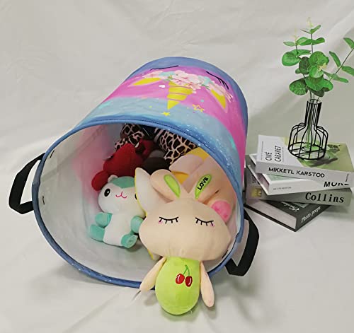 Image of Kids Hamper Girls Unicorn Room Decor,Storage Bins Organizer Toy Box Laundry Basket Large Canvas Collapsible Chest for Home /Dorm /Kitchen /Pet /Office /Closet /Shelf /Gift Baskets