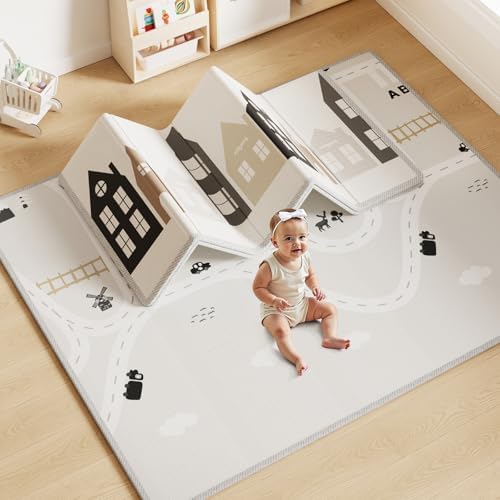 mloong Baby Play Mat 71×59in, Playmat for Kids Foldable Foam, Tap...