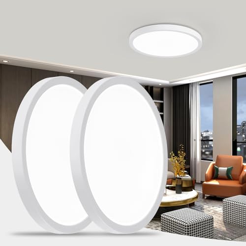 Listado y reviews de Lamparas para techos bajos - los mas comprados. 35 Gezusac - Lámpara de techo LED de 12 pulgadas, de bajo perfil, 24 W, 2400 lúmenes, montaje en superficie, lámpara de techo LED plana para pasillo, cocina, recámara, sala de...
