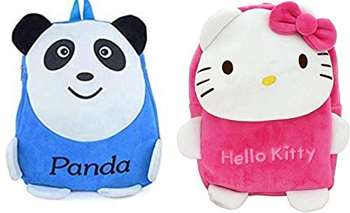 PLATONIC HUBSoft Material School Bag for Kids Plush Backpack Cartoon Toy, Children's Gifts Boy/Girl/Baby/Decor School Bag for Kids (Panda&Hello Kitty) (Panda & Kitty)