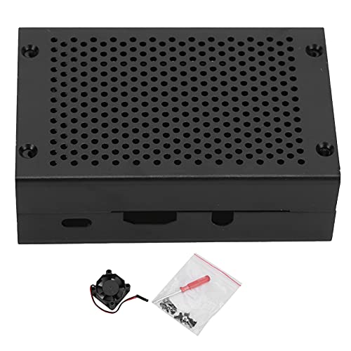 Raspberry Pi3 Funda Protectora de aleación de Aluminio con Ventilador de refrigeración Kit Negro para un Trabajo Estable