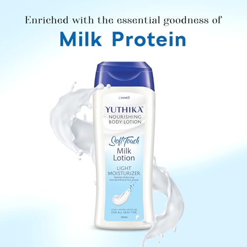 Image of Yuthika Naturals Body Milk Soft Touch 100ml Body Lotion for Women & Men | 72Hr Hydration | for Dry to Very Dry Skin | Enriched with Body Milk | Non Greasy & Healthy Looking Skin