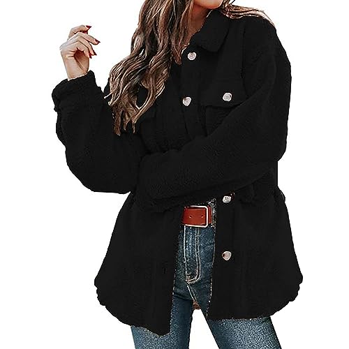 Manteau femme en peluche chaude noire veste ample à capuche doudoune d'hiver douillette taille L
