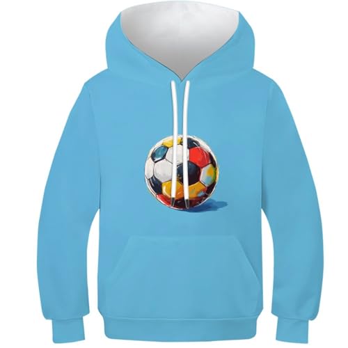 Pull à manches longues pour garçons et filles style football énergique avec poche kangourou