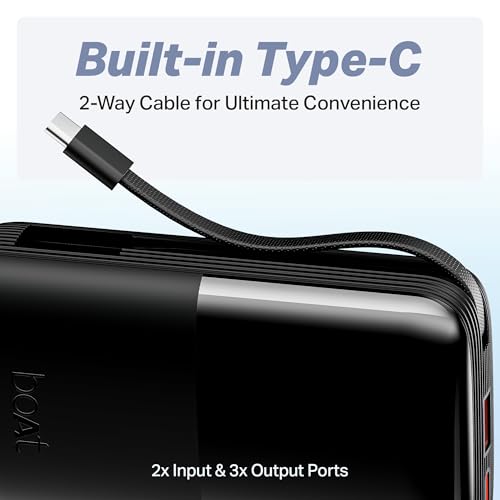 Image of Boat Energyshroom PB400 Turbo X 20000 mAh 35W Super Fast Charging, Compact Power Bank, Smart 12 Layer Protection (3X Output Ports, Supports Android, iPhone, Tablets, Earbuds, etc.) (Sable Black)