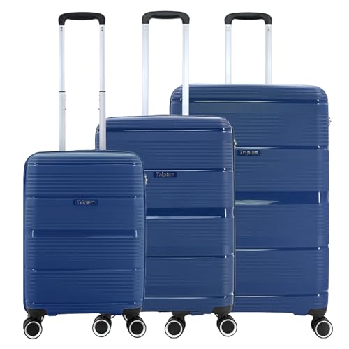 3 Piece 20/24/28inch Luggage Set,PP Durable Suitcase,Men's Women's Hardshell Suitcase With Password Lock And Spinner Wheels For Travel Vacation Holiday (Blue, 3-Piece Set(20