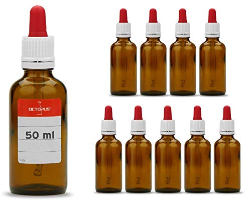 Octopus - 10 botellas (cristal de ámbar) con pipeta de 50 ml.