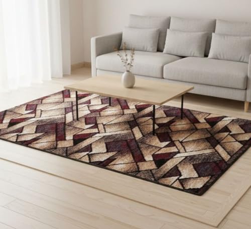 Image of Premium Runner Carpet, Vintage Medallion Pattern, Non Slip, Thick, Ideal for Bedroom, Living Room & Entryway, 3x5 Feet Maroon Beige Color