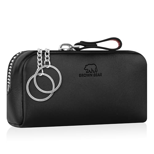 Étui à clés en cuir anti-rayure BROWN BEAR BB 8017 poche zippée