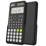 Calcolatrice scientifica con 401 funzioni, display LCD a 2 righe, colore nero, ideale per scuola, studio e lavoro (matematica, fisica, chimica)