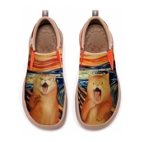 Kid's Casual Walking Sneakers Art Painted Slip On Loafers Lightweight Comfort Travel Shoes Animal Pattern