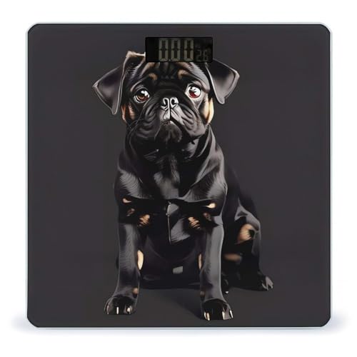 Báscula digital para baño con diseño perro pug negro miniatura 1