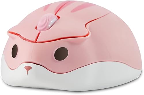 Ratón inalámbrico Bluetooth rosa lindo forma de hámster Kawaii ergonómico silencioso ligero viaje silencioso ratón óptico inalámbrico para juegos