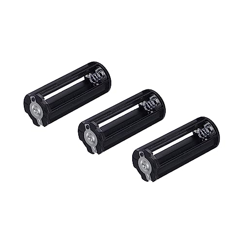 QUARKZMAN 3 x 1.5V AAA Batería Soporte Almacenamiento Estuche Caja Adaptador x 3uds Cilindro Forma Plano Cabeza para Linterna Lámpara RC, [Negro]