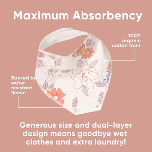 Copper Pearl 4 Pack Soft Cotton Baby Bibs for Drooling and Teething, Absorbent Drool Bibs for Baby Girl and Boy, Adjustable to Fit Newborns to Toddlers, Tons of Styles (Ferra)2