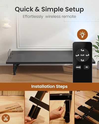 Image of King Adjustable Bed Base Frame with Wireless Remot, Easy Installation, Heavy-Duty Steel Frame, Whisper-Quiet Motor, Head & Foot Lift, Zero Gravity & Anti-Snore Modes Comfort (79 inch L x 74 inch W x 12.72 inch H)
