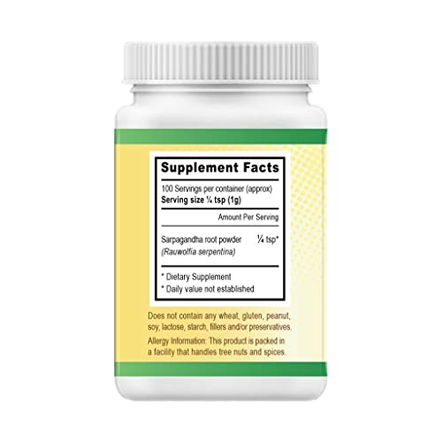 Panchaveda Ayurveda Rauwolfia Serpentina Powder (100G / 3.52 Oz) Sarpagandha Churna, Indian Snakeroot Powder. Gluten Free, Lactose Free, Gmo Free Pure Herbal Dietary Supplement. #TOP4