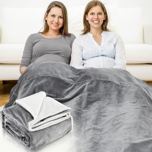 Preboun 61 x 51.18 Inch Large Faraday Blanket for Protection Pregnant Babies Blocker Blanket Two Sides Using for Beds Couches Travel (Flannel Grey)
