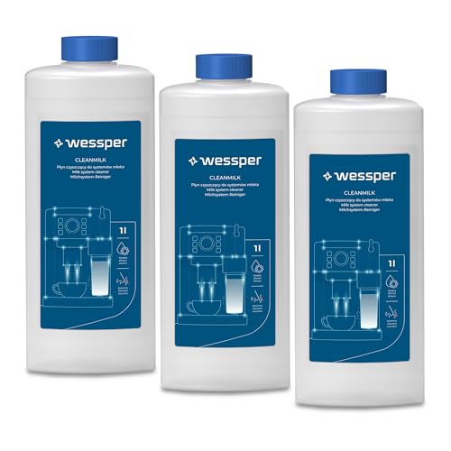 Wessper Limpiador Universal para Sistema de Espuma de Leche para Cafeteras Automáticas y Espumadores [3x1L]– Limpiador de Leche, Apto para Cafeteras como DeLonghi, Nespresso y más