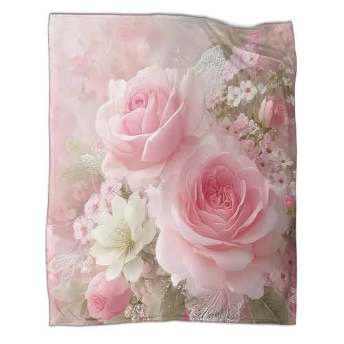 Jeté de canapé microfibre luxe imprimé floral plaid romantique grand confort - 3