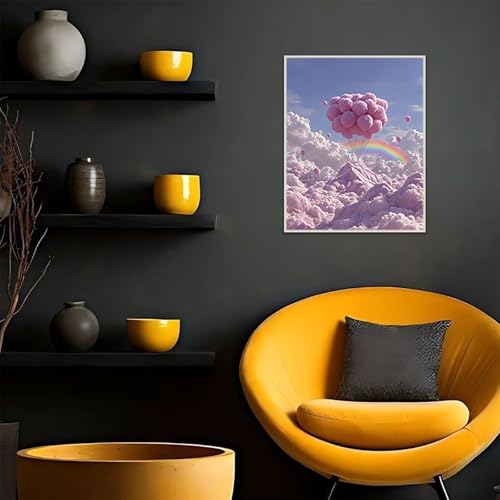 Malen Nach Zahlen Erwachsene Ballon, Malen Nach Zahlen für Zimmer Deko, DIY Basteln Erwachsene Leinwand Kit, Cloud Paint by Numbers Kits Mit Pinseln und Acrylfarbe, Geschenke, 100x135cm L-4954