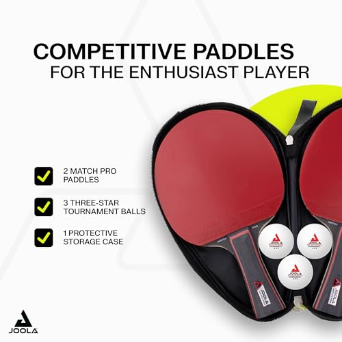 JOOLA Duo Pro Ping Pong Paddles Set of 2 - Professional Table Tennis Paddles, Three Advanced 3 Star Tournament Ping Pong Balls and Carrying Case - Advanced Table Tennis Rackets - image 2