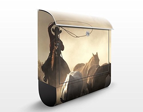 Preisvergleich Produktbild Briefkasten mit Zeitungsrolle Cowboys 46cm x 39cm