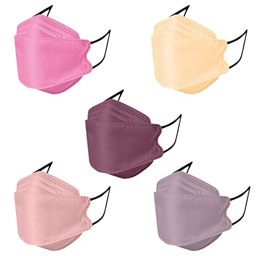 50 Stück Erwachsener Mundschutz Einweg 3D Bunte Mund und Nasenschutz Masken, 4-Lagen Mundschutzmaske Einwegmasken farbig,hohe Filteration, bequem, atmungsaktiv Cover