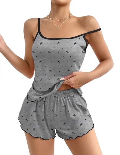 Image of Ekouaer Womens Cami Pajama Set Cute Printed Camisole Shorts Sleepwear | Tank Top and Shorts Lounge Set Soft Pjs for Daily Wear, Home, Party or Date Nights