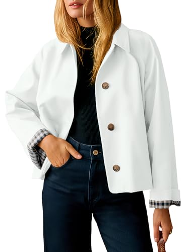 Image of Tankaneo Womens Cropped Trench Coat Lightweight Single Breasted Jacket Fall Windbreaker Fashion Outerwear