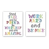 Chsdec Unframed Watercolor Inspirational Quote&Saying Art Print,Creative Font Words Wall Art Poster,Set of 2（8
