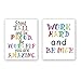 Chsdec Unframed Watercolor Inspirational Quote&Saying Art Print,Creative Font Words Wall Art Poster,Set of 2(8" x10" ) Canvas Motivational Typography Painting for Nursery Kids Room Home Decor