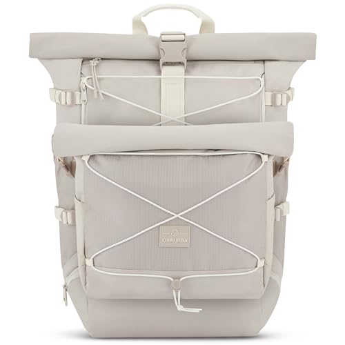 Johnny Urban Messenger Bag Herren Damen Beige - Dylan - Rolltop Schultertasche mit abnehmbaren Schultergurt - Zubehör für Travel Outdoor Camping Rucksack - Viele Taschen & Fächer